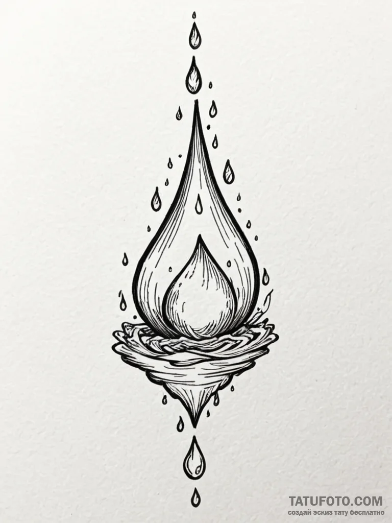Tattoo design a water droplet creating a perf... - эскиз тату (№1751168594_0, 29.06.2025 03:43) — Tatufoto.com