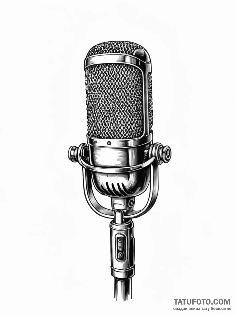 Tattoo sketch a desktop microphone with a pop... - эскиз тату (№1751168762_0, 29.06.2025 03:46) — Tatufoto.com