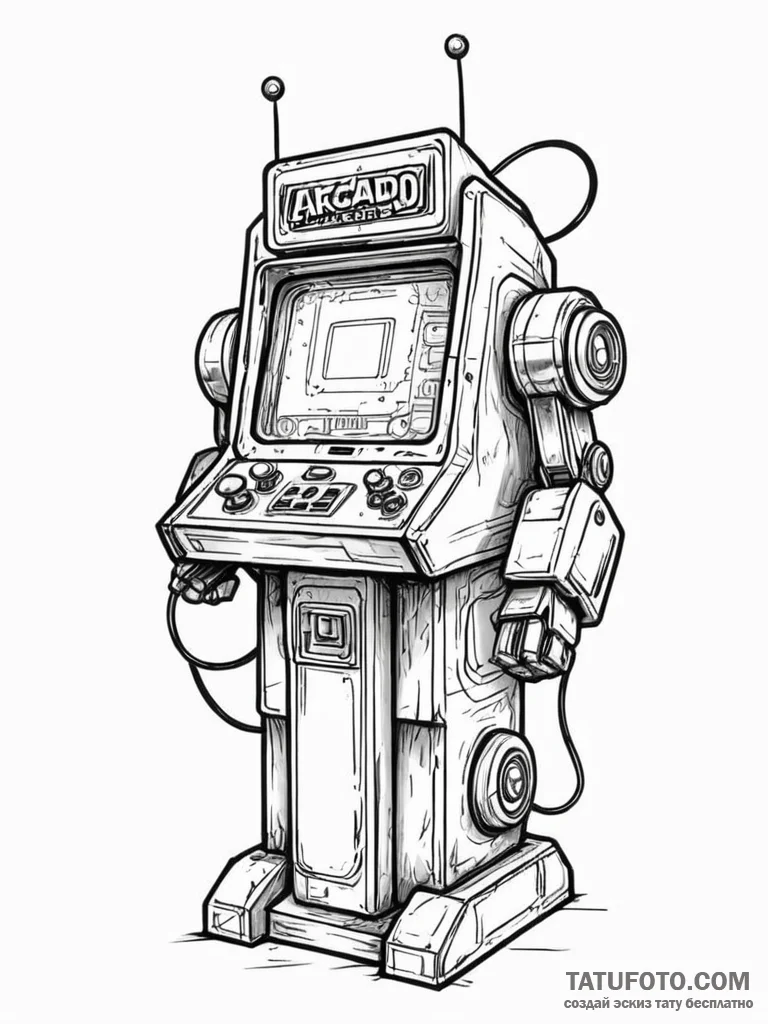 Tattoo design a classic arcade machine transf... - эскиз тату (№1751169438_0, 29.06.2025 03:57) — Tatufoto.com