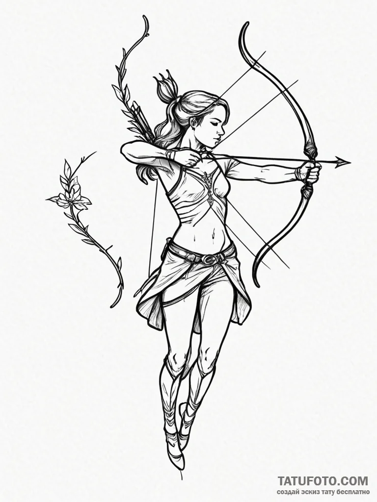 Tattoo sketch a sagittarius archer, minimalis... - эскиз тату (№1751171324_0, 29.06.2025 04:28) — Tatufoto.com