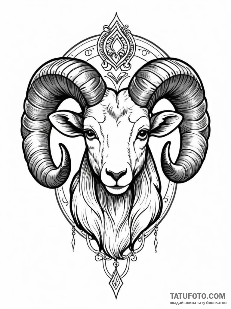 Tattoo sketch an aries ram's head with a smal... - эскиз тату (№1751171408_0, 29.06.2025 04:30) — Tatufoto.com