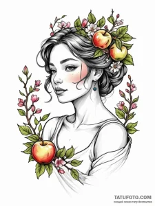 A neo-traditional tattoo of alkonost, the bir... - эскиз тату (№1751171485_0, 29.06.2025 04:31) — Tatufoto.com