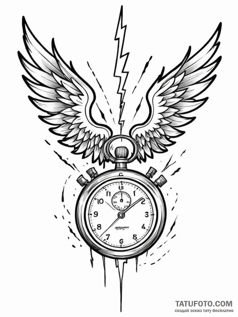 Tattoo design a "speedrun" stopwatch with win... - эскиз тату (№1751171856_0, 29.06.2025 04:37) — Tatufoto.com