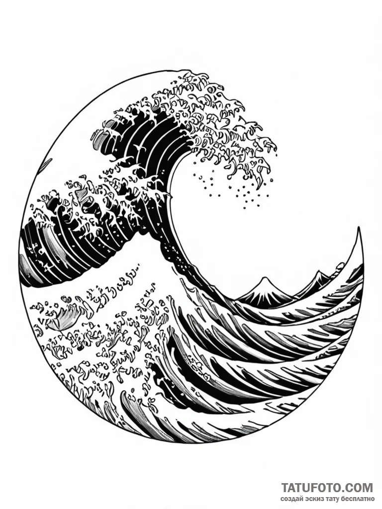 Tattoo design a traditional japanese wave pat... - эскиз тату (№1751172280_0, 29.06.2025 04:44) — Tatufoto.com