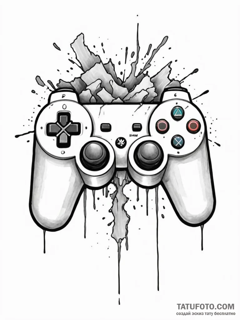 Tattoo sketch a broken controller symbolizing... - эскиз тату (№1751173090_0, 29.06.2025 04:58) — Tatufoto.com