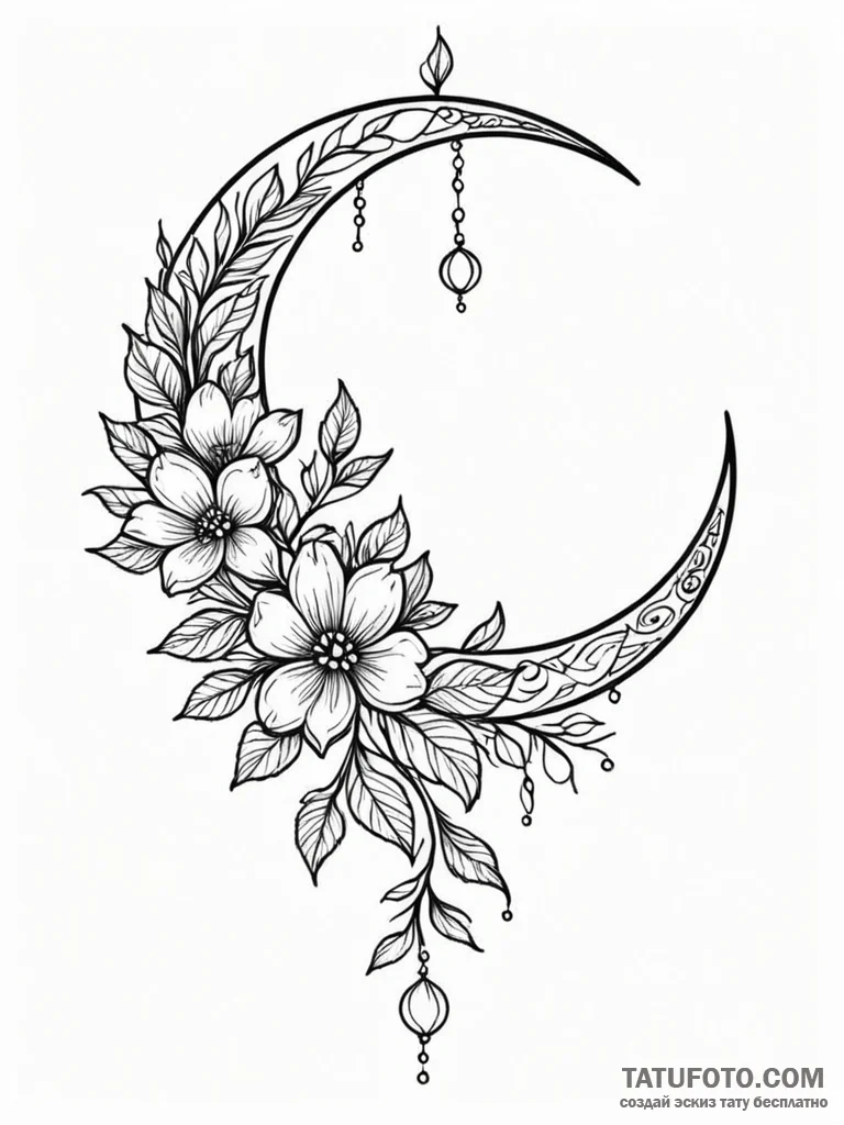 Tattoo design: a neo-traditional lunitsa, wit... - эскиз тату (№1751173344_0, 29.06.2025 05:02) — Tatufoto.com