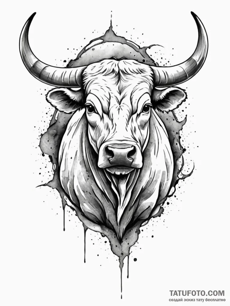 Tattoo sketch a zodiac animal (e.g., bull) co... - эскиз тату (№1751173506_0, 29.06.2025 05:05) — Tatufoto.com