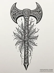 A powerful tattoo design of perun's axe, inte... - эскиз тату (№1751173591_0, 29.06.2025 05:06) — Tatufoto.com
