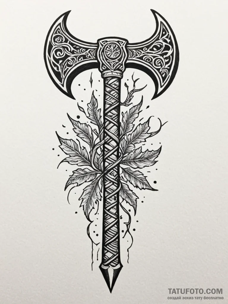 A powerful tattoo design of perun's axe, inte... - эскиз тату (№1751173591_0, 29.06.2025 05:06) — Tatufoto.com