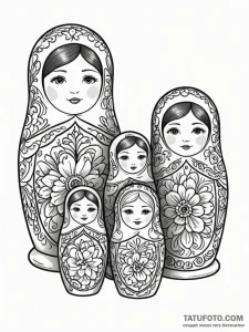 Tattoo sketch a set of nesting dolls, each re... - эскиз тату (№1751173945_0, 29.06.2025 05:12) — Tatufoto.com