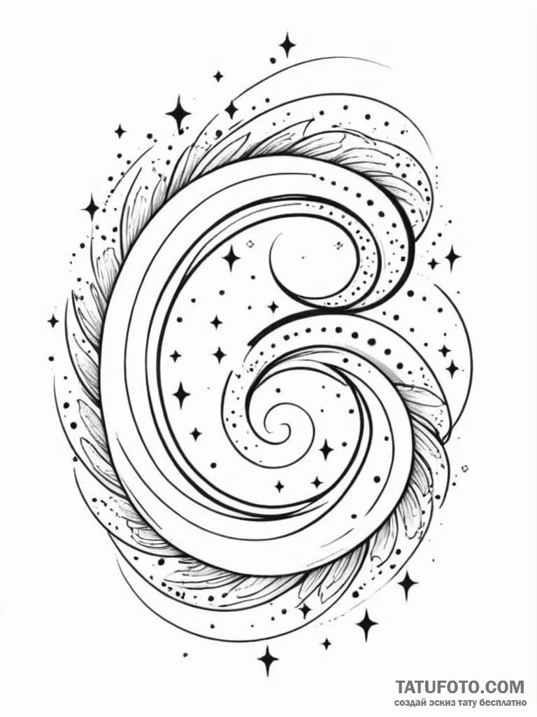 Tattoo design a 'cosmic swirl' on one, its co... - эскиз тату (№1751174127_0, 29.06.2025 05:15) — Tatufoto.com