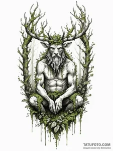 A tattoo sketch of a leshy, the forest spirit... - эскиз тату (№1751174391_0, 29.06.2025 05:19) — Tatufoto.com