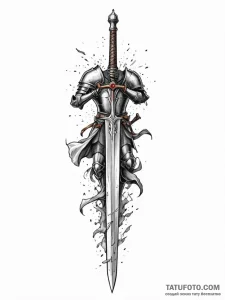 Tattoo design a knight's sword plunged into t... - эскиз тату (№1751176167_0, 29.06.2025 05:49) — Tatufoto.com