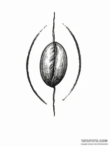 A close-up of a single coffee bean. - эскиз тату (№1751176329_0, 29.06.2025 05:52) — Tatufoto.com