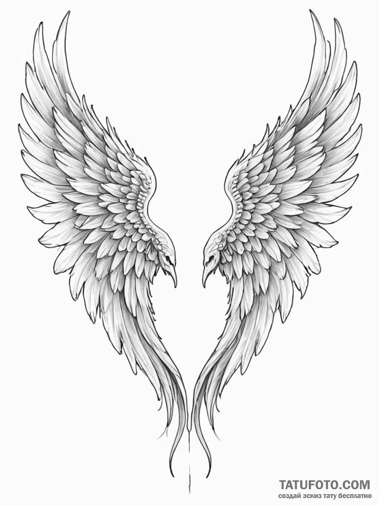 Tattoo sketch an angel's wing on each partner... - эскиз тату (№1751176916_0, 29.06.2025 06:01) — Tatufoto.com