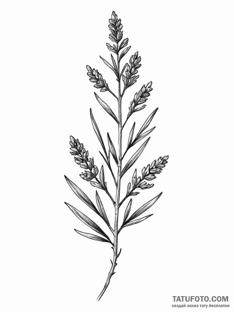 Tattoo sketch a minimalist lavender sprig, fo... - эскиз тату (№1751177155_0, 29.06.2025 06:05) — Tatufoto.com