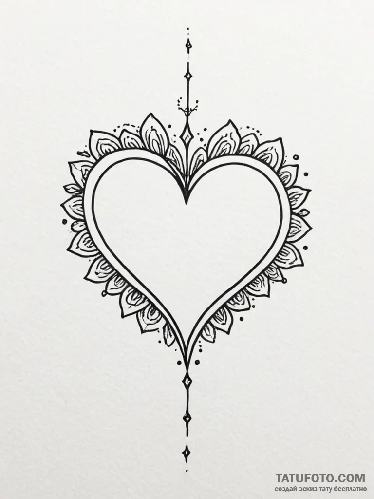 Tattoo design a simple heart outline with a t... - эскиз тату (№1751177239_0, 29.06.2025 06:07) — Tatufoto.com