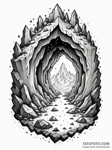 Tattoo sketch a stylized cave entrance with g... - эскиз тату (№1751177719_0, 29.06.2025 06:15) — Tatufoto.com