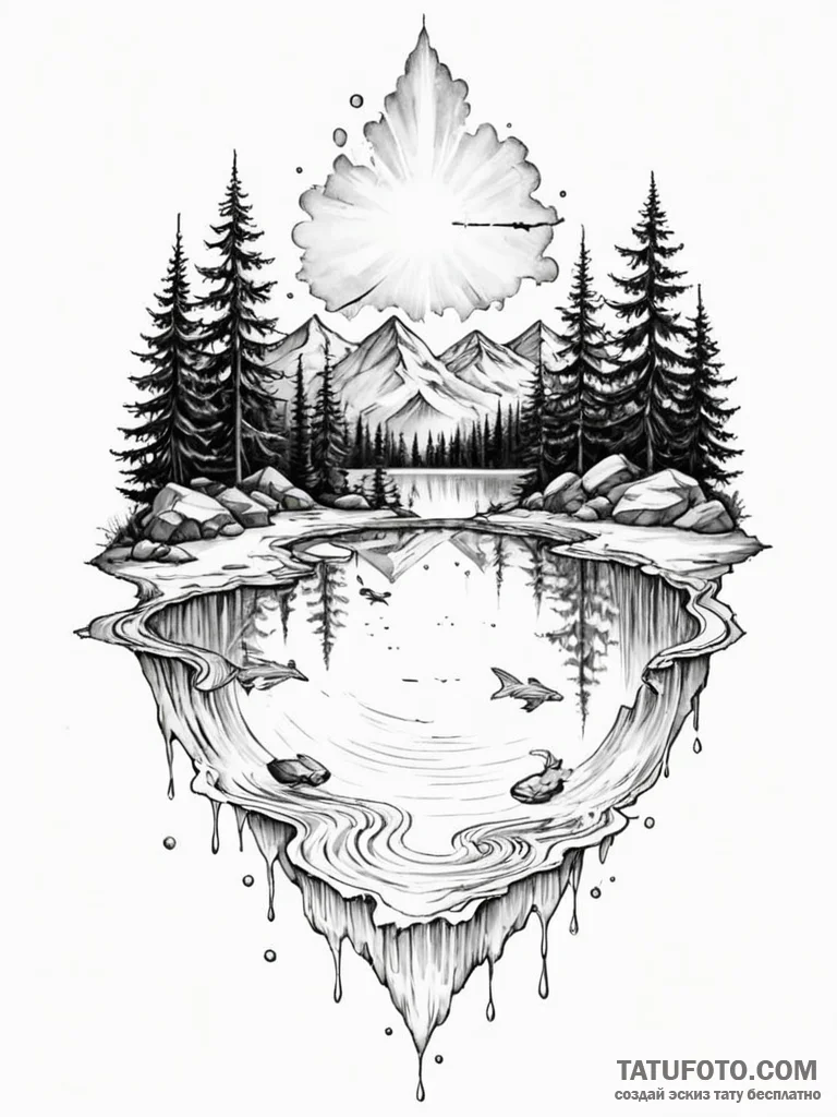 Tattoo design a subtle reflection of a dream... - эскиз тату (№1751177883_0, 29.06.2025 06:18) — Tatufoto.com