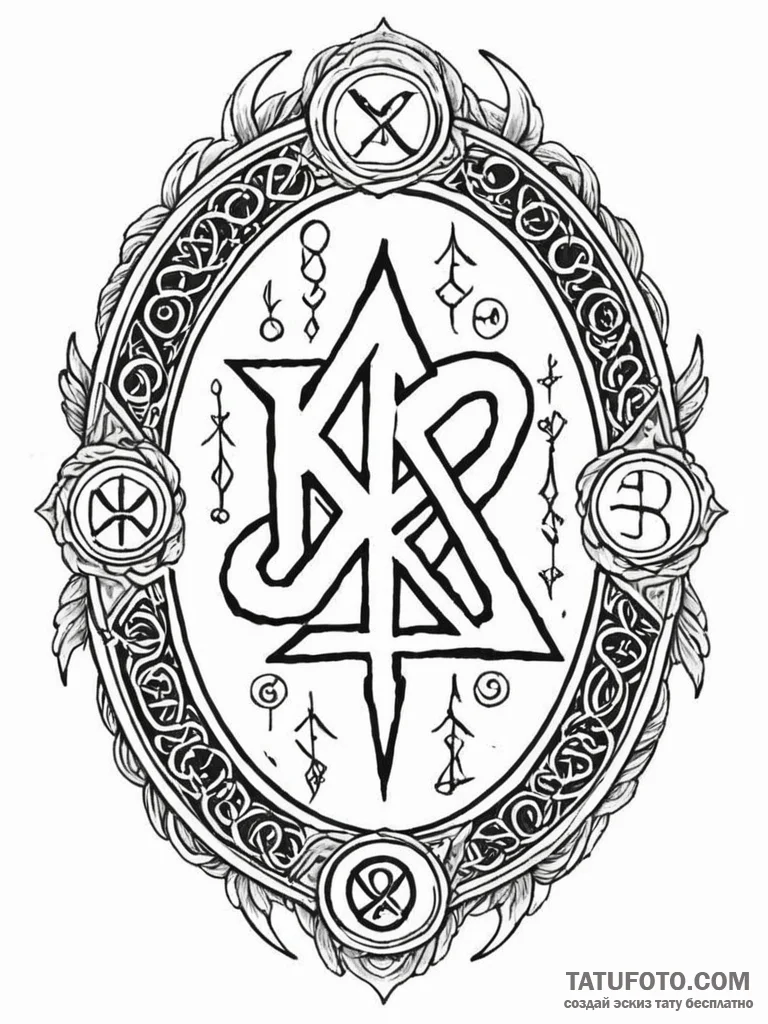 135. tattoo sketch: "klad" rune surrounded by... - эскиз тату (№1751179464_0, 29.06.2025 06:44) — Tatufoto.com