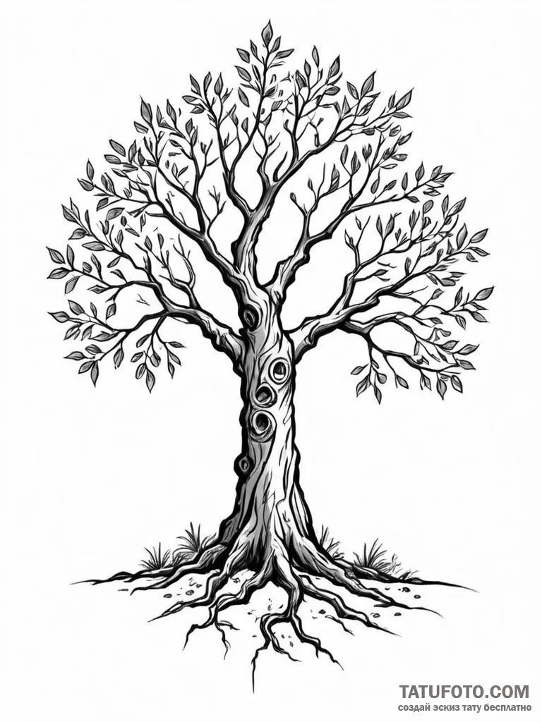 Tattoo sketch a stylized "ironwood" tree, sym... - эскиз тату (№1751180565_0, 29.06.2025 07:02) — Tatufoto.com
