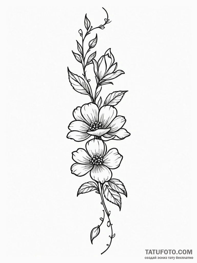 Tattoo design a flower where the stem is a pi... - эскиз тату (№1751180645_0, 29.06.2025 07:04) — Tatufoto.com