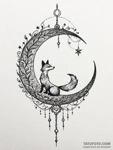 Tattoo design a crescent moon with a shadowy... - эскиз тату (№1751180724_0, 29.06.2025 07:05) — Tatufoto.com