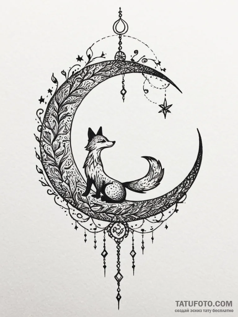 Tattoo design a crescent moon with a shadowy... - эскиз тату (№1751180724_0, 29.06.2025 07:05) — Tatufoto.com