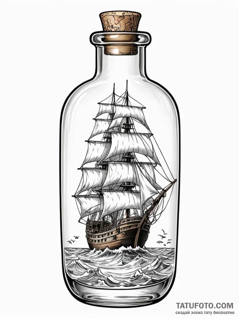 Tattoo sketch a highly detailed miniature shi... - эскиз тату (№1751181437_0, 29.06.2025 07:17) — Tatufoto.com