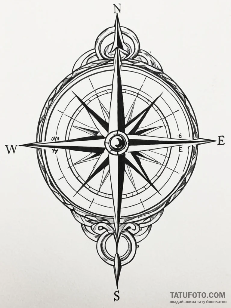 Tattoo sketch a classic 'compass rose' for gu... - эскиз тату (№1751181585_0, 29.06.2025 07:19) — Tatufoto.com
