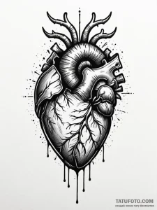 Tattoo sketch a human heart with abstract pro... - эскиз тату (№1751181681_0, 29.06.2025 07:21) — Tatufoto.com