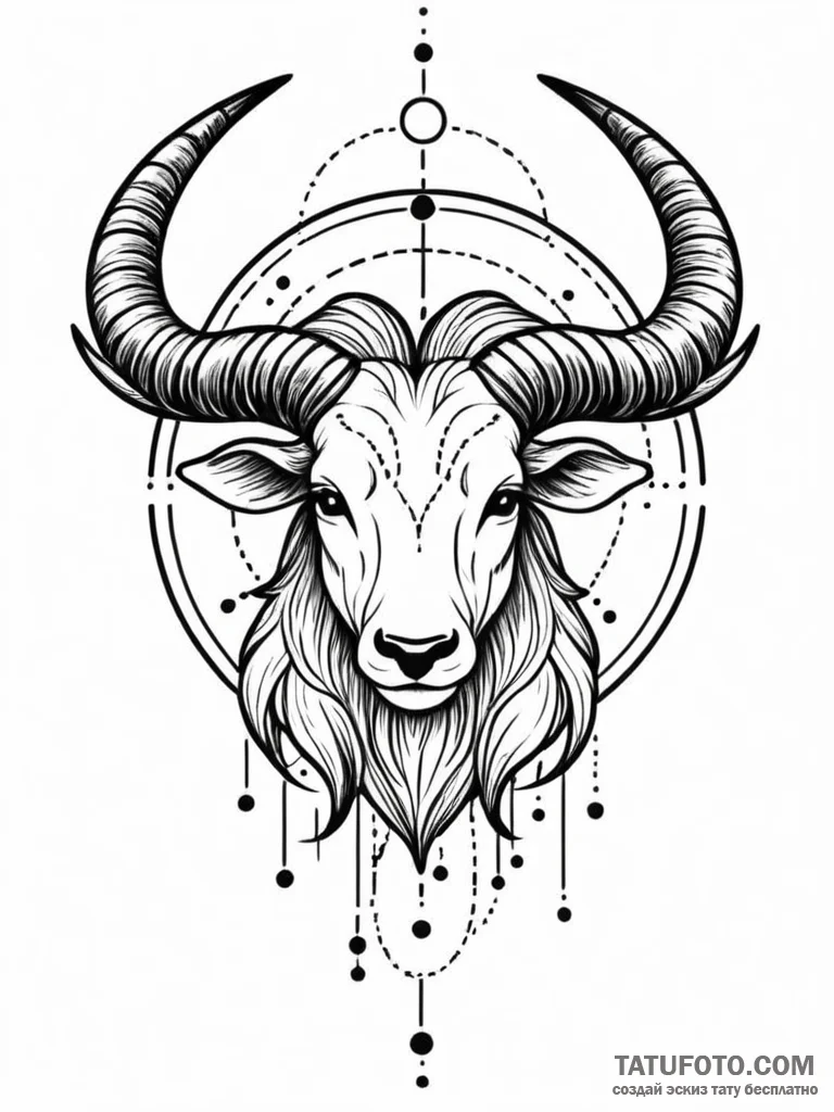 Tattoo sketch a zodiac animal outline filled... - эскиз тату (№1751181772_0, 29.06.2025 07:22) — Tatufoto.com