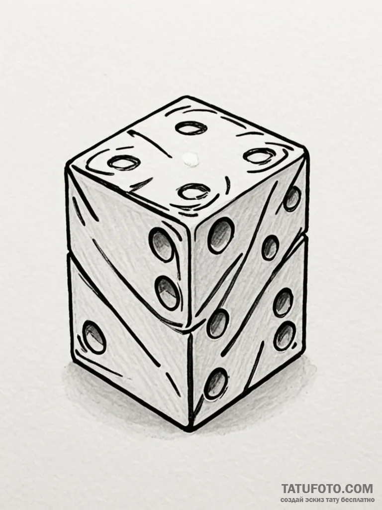 Tattoo sketch a single d6 dice with a critica... - эскиз тату (№1751182021_0, 29.06.2025 07:27) — Tatufoto.com