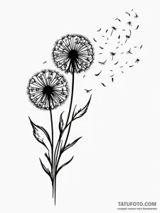 Tattoo design a dandelion with seeds blowing... - эскиз тату (№1751182442_0, 29.06.2025 07:34) — Tatufoto.com