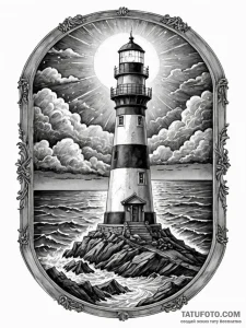 The view from a lighthouse lantern room on a... - эскиз тату (№1751182622_0, 29.06.2025 07:37) — Tatufoto.com