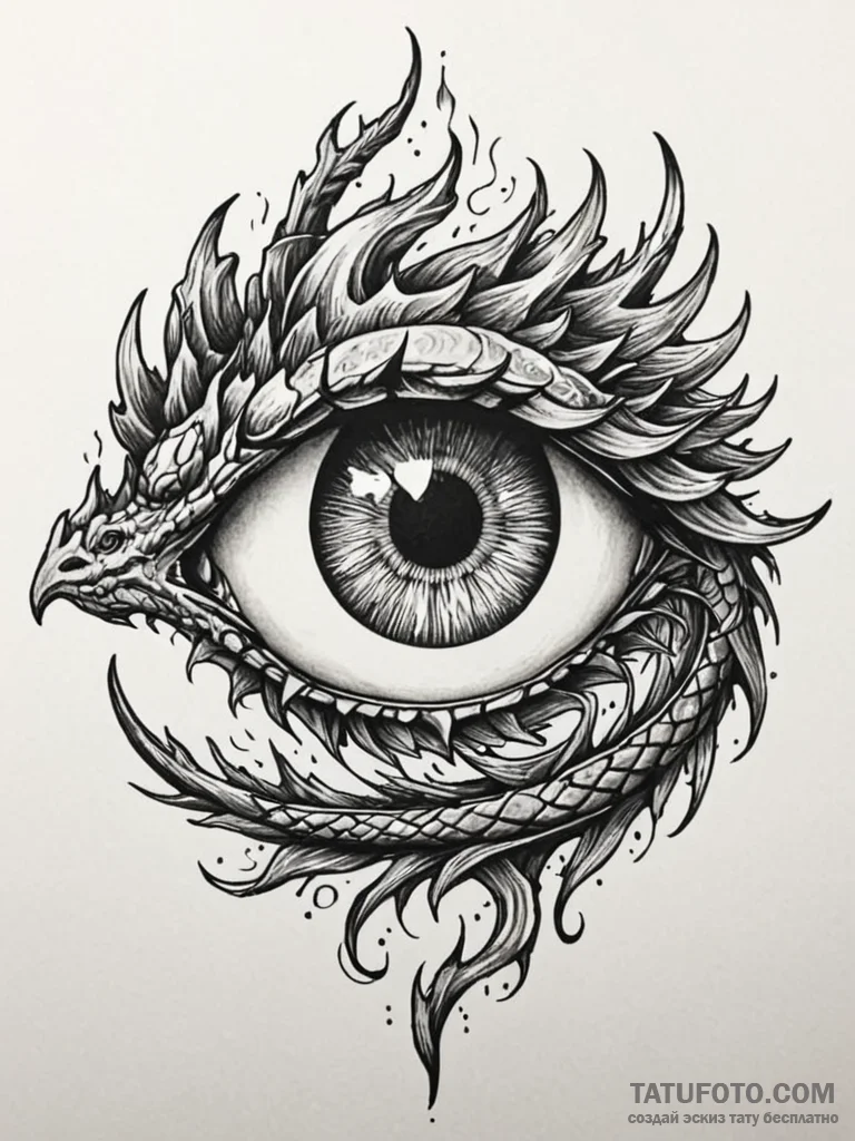 Tattoo design a dragon's eye, intense and anc... - эскиз тату (№1751183742_0, 29.06.2025 07:55) — Tatufoto.com