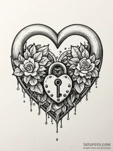 Tattoo design a half-heart lock on one, and a... - эскиз тату (№1751184008_0, 29.06.2025 08:00) — Tatufoto.com