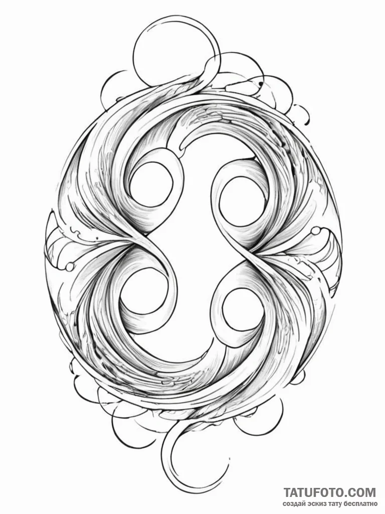 Tattoo sketch gemini represented by two swirl... - эскиз тату (№1751184212_0, 29.06.2025 08:03) — Tatufoto.com