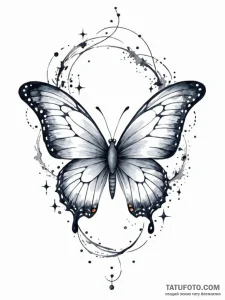 Tattoo design a butterfly in flight, its wing... - эскиз тату (№1751185039_0, 29.06.2025 08:17) — Tatufoto.com