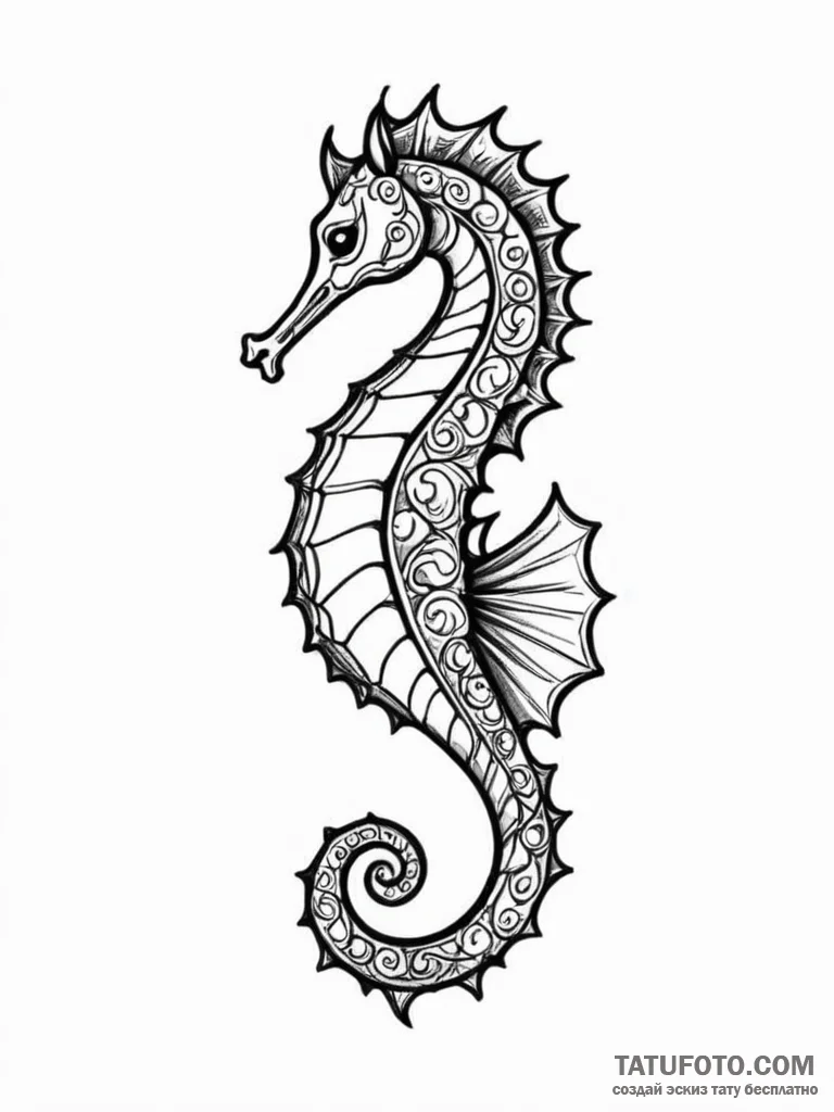 Tattoo sketch a small, stylized seahorse, sym... - эскиз тату (№1751185122_0, 29.06.2025 08:18) — Tatufoto.com