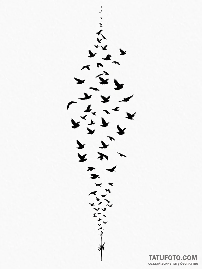 Tattoo sketch a flock of birds flying in form... - эскиз тату (№1751185204_0, 29.06.2025 08:20) — Tatufoto.com