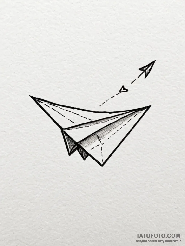 Tattoo design a tiny paper airplane taking of... - эскиз тату (№1751185722_0, 29.06.2025 08:28) — Tatufoto.com