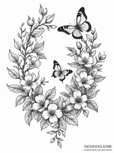 Tattoo design: a composition of blooming appl... - эскиз тату (№1751185802_0, 29.06.2025 08:30) — Tatufoto.com