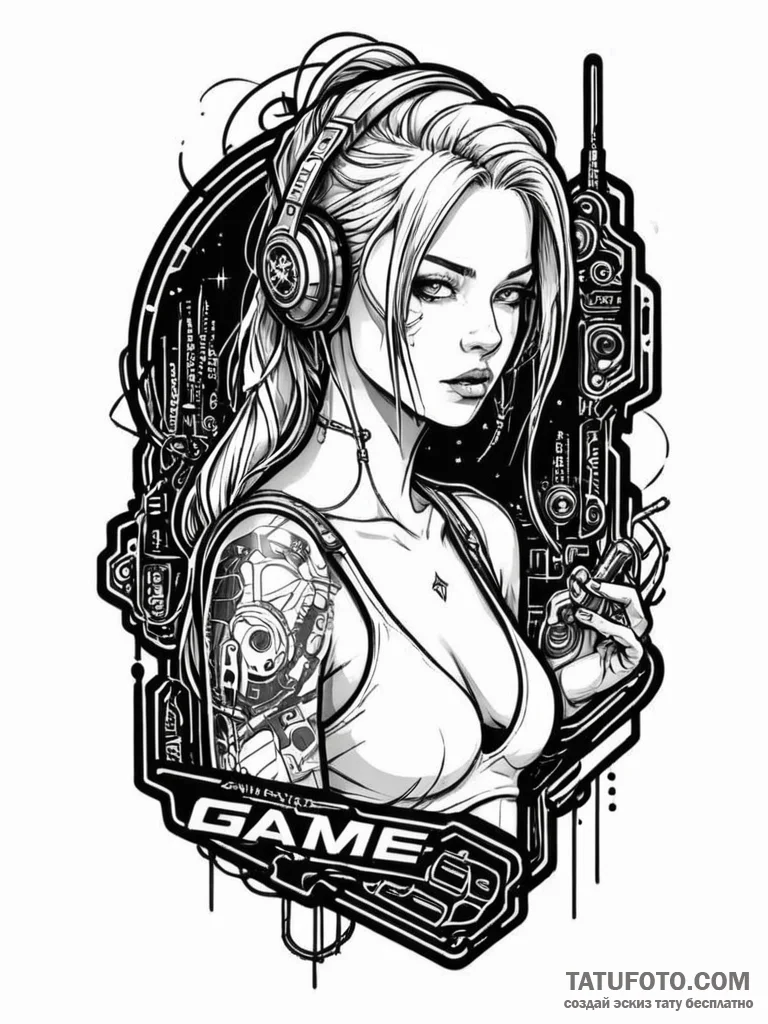 Tattoo sketch a "game on" message in neon lig... - эскиз тату (№1751185880_0, 29.06.2025 08:31) — Tatufoto.com