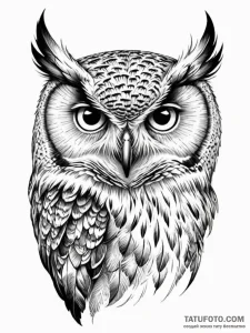 Tattoo design a powerful, unblinking owl's ey... - эскиз тату (№1751186044_0, 29.06.2025 08:34) — Tatufoto.com