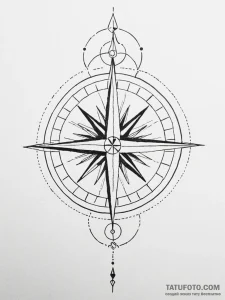 Tattoo design a compass rose where each point... - эскиз тату (№1751186188_0, 29.06.2025 08:36) — Tatufoto.com