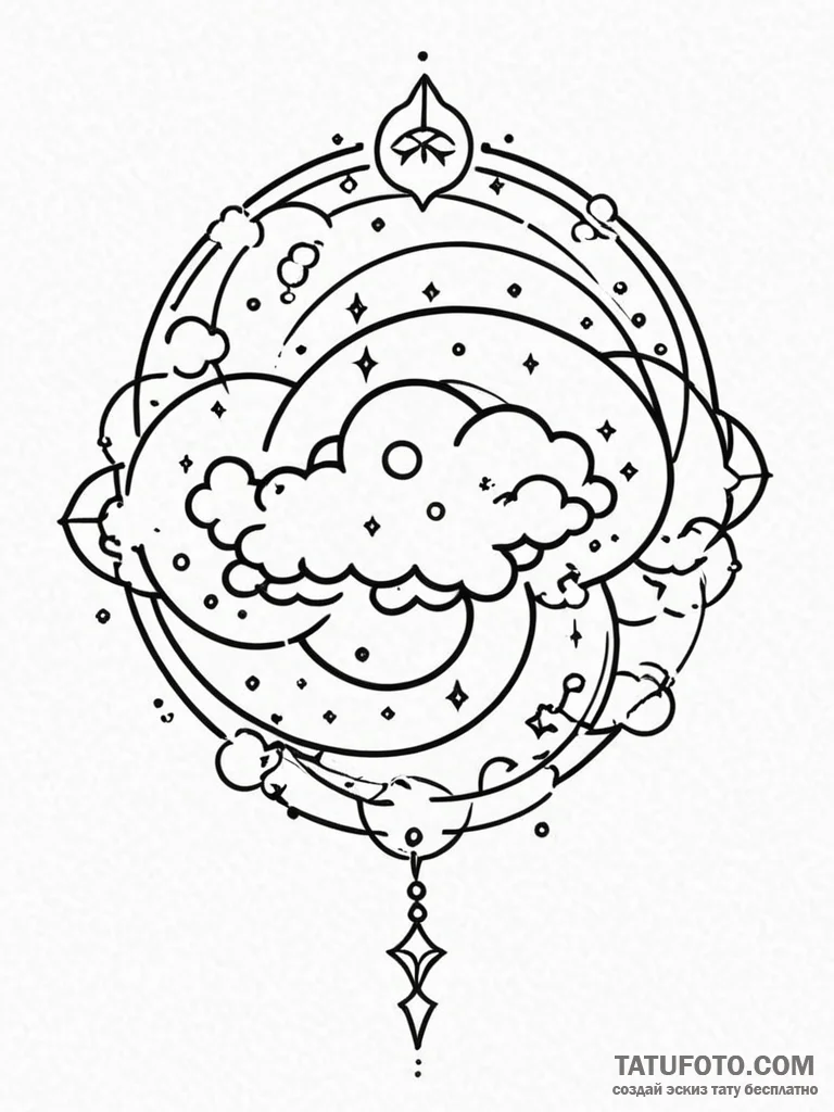 Tattoo sketch a zodiac symbol with a tiny, ab... - эскиз тату (№1751186595_0, 29.06.2025 08:43) — Tatufoto.com