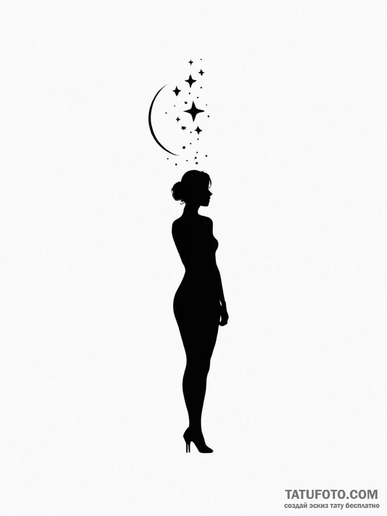 Tattoo sketch a silhouette of a person lookin... - эскиз тату (№1751186674_0, 29.06.2025 08:44) — Tatufoto.com