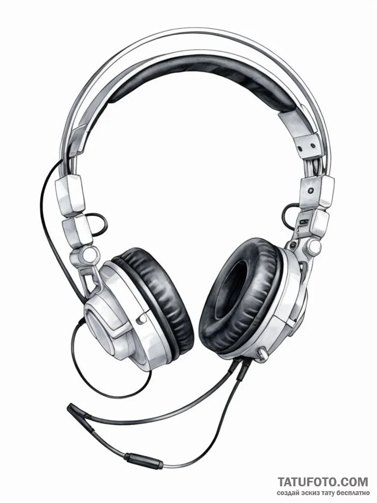 Tattoo design a gaming headset with wires tha... - эскиз тату (№1751186750_0, 29.06.2025 08:45) — Tatufoto.com