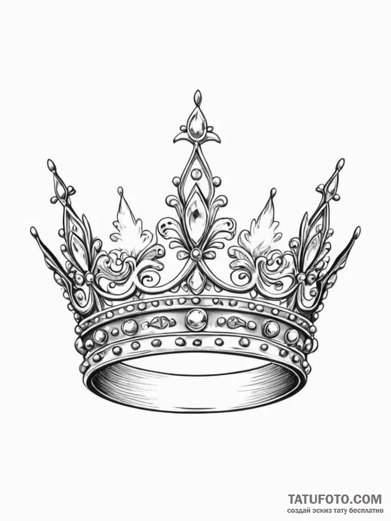 Tattoo sketch a simple, elegant crown on one... - эскиз тату (№1751187665_0, 29.06.2025 09:01) — Tatufoto.com